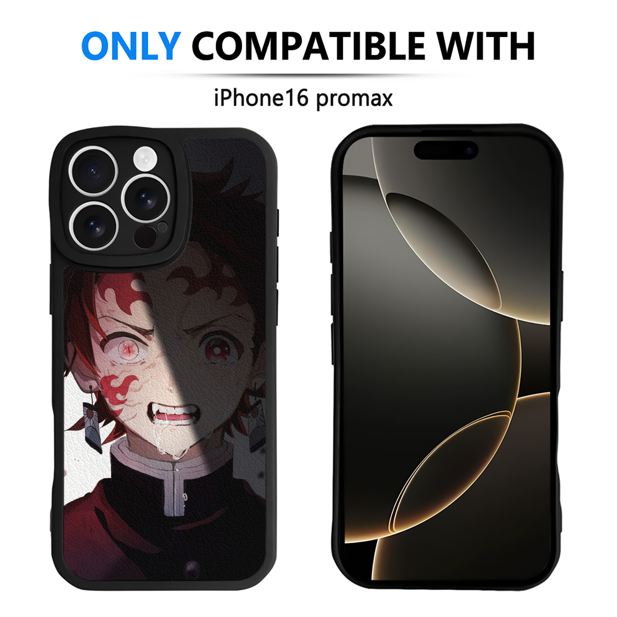 （画像用） 鬼滅の刃（きめつのやいば）竈門 炭治郎／かまど たんじろう Kamado Tanjirou 【iPhone 16シリーズ対応】シリコンスマホケース（レザー調） 材質：シリコン